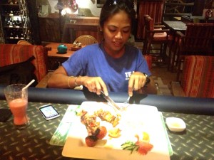 Kokay’s Maldito Dive Resort - THRESHER SHARK DIVING - Malapascua: Sun, Friends & Fun, tasty Food with a beautiful presentation: and again a new creation: "Schaschlik" BBQ - a new favorite...