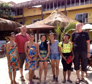 In house guests with Kokay's Maldito Dive Resort staff 