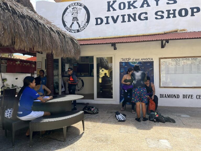 Preparing to dive with our crew from Kokay's Diving Shop.